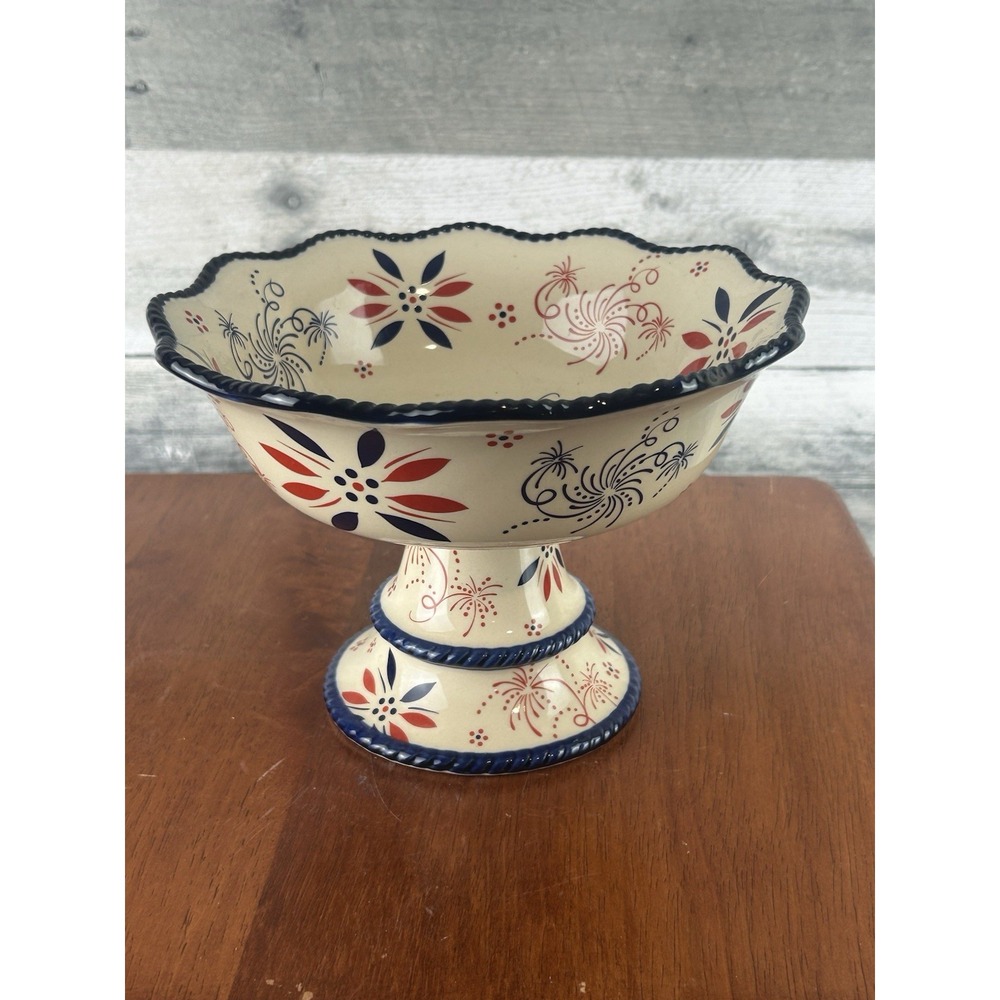 Temp-tations Centertaining Pedestal Scalloped Bowl Fireworkfetti